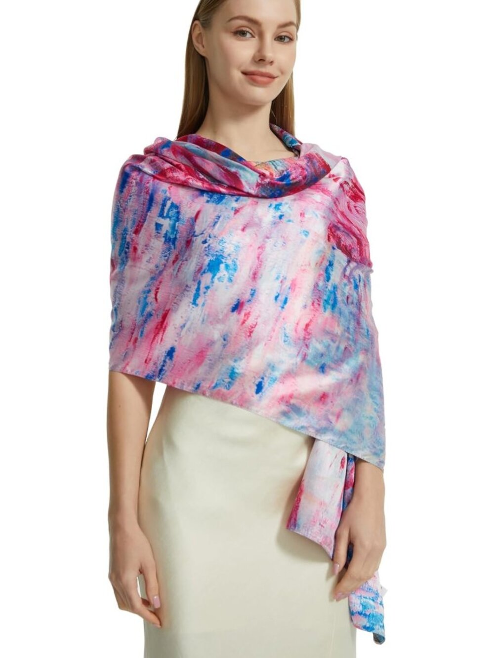 Floral Long Lightweight Scarf for Women | Stylish Double-Sided Shawl & Head Wrap